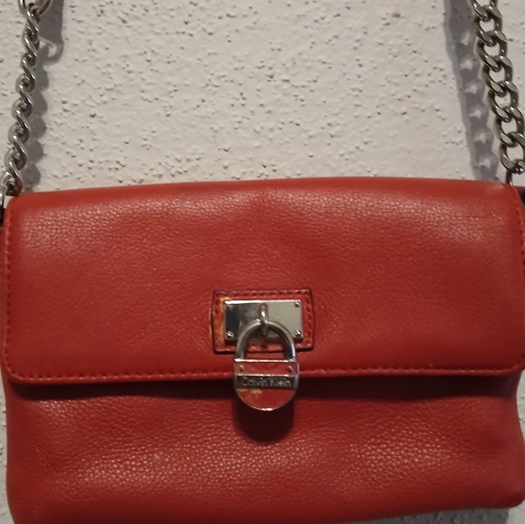 COPY - Calvin Klein Red Leather Crossbody Bag - Picture 1 of 2